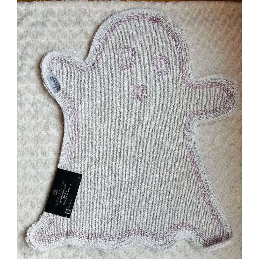Home Company GHOST Cotton Plush Absorbent Large Hand Crafted Bath Mat Rug NEW